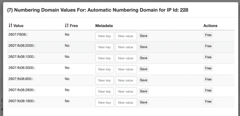 Screenshot: numbering domain values